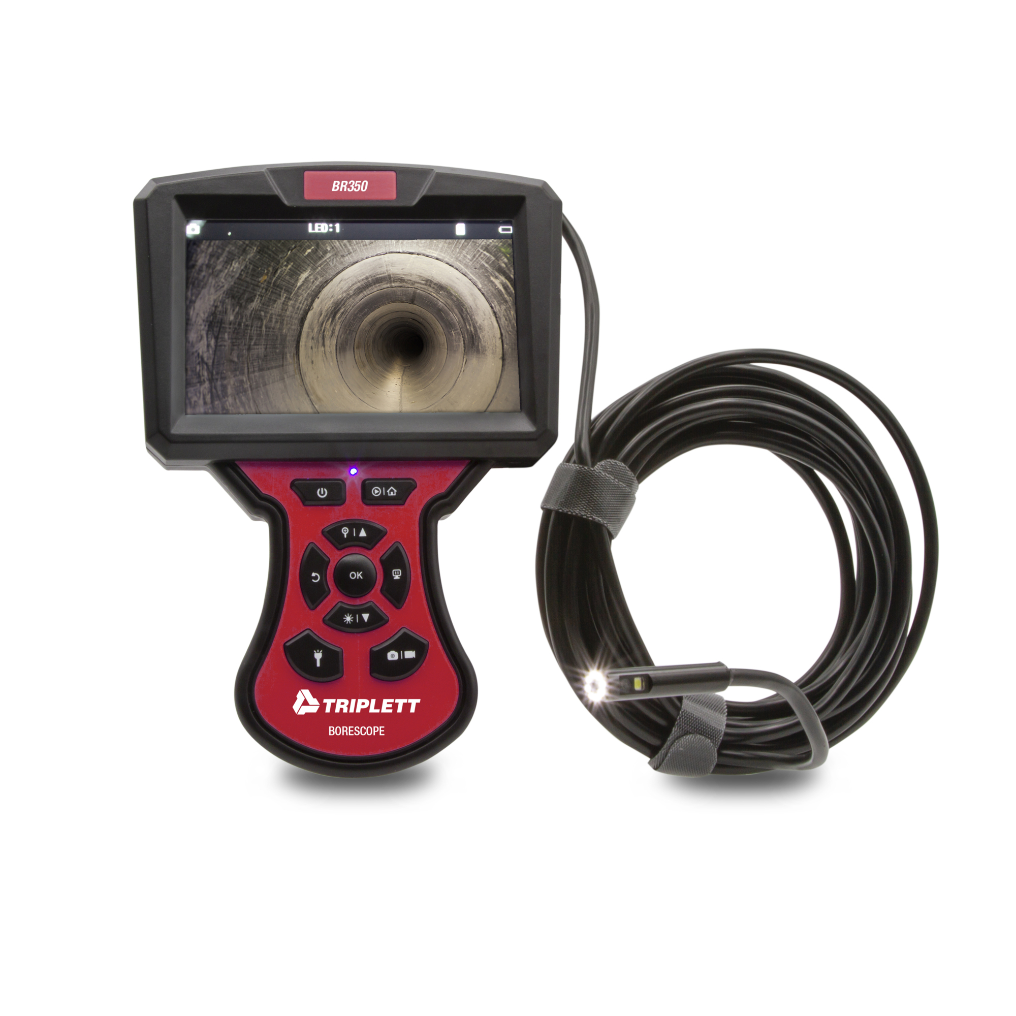 Triplett High Definition Borescope Inspection Camera — Dual 5.5mm Cameras, 5in. LCD Monitor, 3X Zoom, Model# BR350